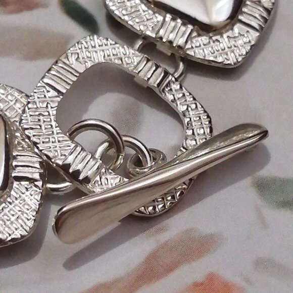 Chunky Textured Silver Tone Bracelet - Picture 6 of 6